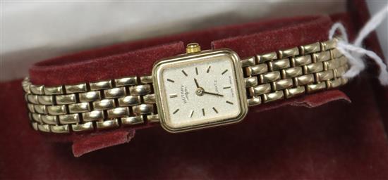 A Rotary 9ct gold ladys wristwatch and bracelet, 23.5g gross, cased